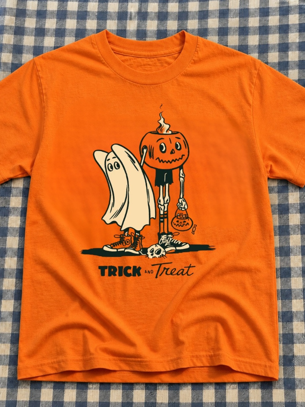 Halloween Trick and Treat Orange Graphic Tee